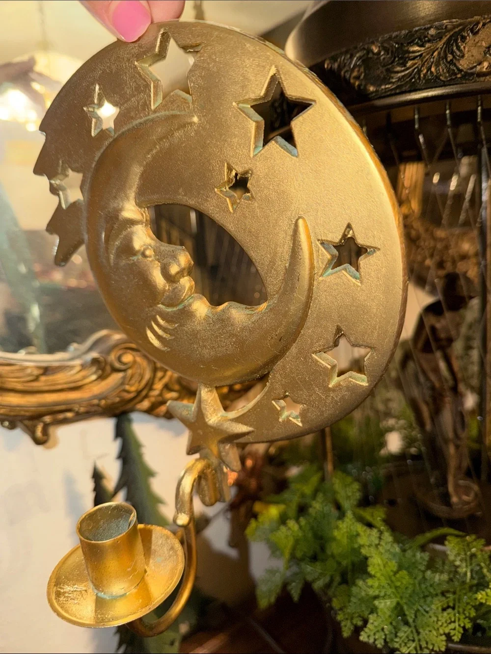 Vintage 90s Celestial Candle Holder PartyLite Moon Wall Sconce Whimsigoth Witchy